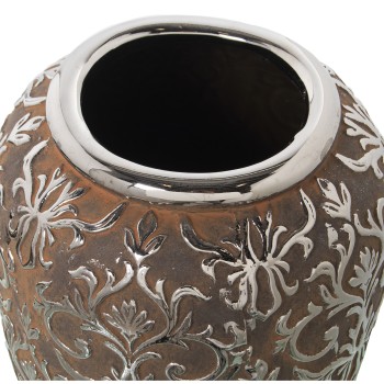 Vase En Céramique - Argent Vieilli- Ø30x39cm