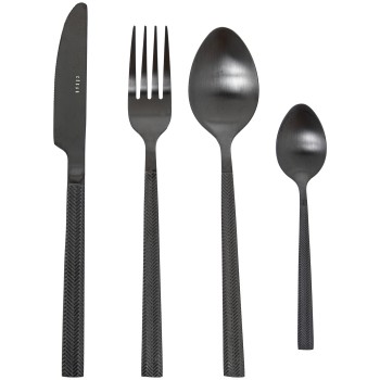 Set 24 Cubiertos Acero Inoxidable Negro (alba) Apto Para Lavavajillas