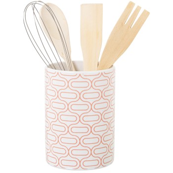 Ceramic Utensil Holders With Utensils _ø10x15cm, Utensilios:4x25cm