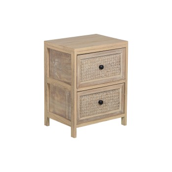 Cajonera Madera C/2 Cajones Mimbre, Madera Paulownia 40x30x52cm Cajones:36x28x19cm