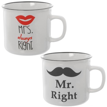 Ceramic Mugs - Mr&mrs Ø9x11,5x8cm, 275ml