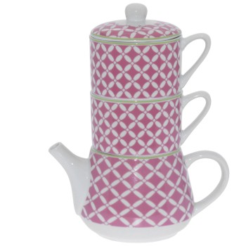 Set Porcelain Teapot With 2 Cups - Teapot: 17x10x10cm Cup:ø8x5cm- _tetera:17x10x10cm Taza:ø8x5cm
