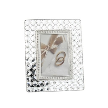 Silver Metal Photo Frame With Transparent Glass - 10x15cm- Ext:20x26x2cm,mat:hierro+cris