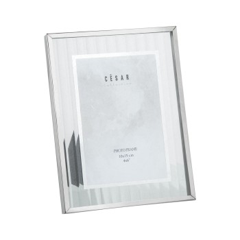 Portafotos 10x15cm Cristal C/borde Plateado Ext:15,5x20,5cm