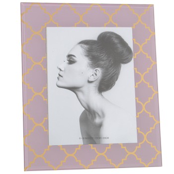 Pink And Golden Glass Photo Frame - 15x20cm- Ext:23x28x1cm