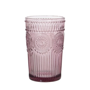 Vaso Alto Cristal Rosa 400ml _ø8x13cm, Apto Lavavajillas