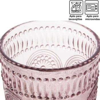 Pink Glass Small Glasses - 300ml _ø8x10cm, Apto Lavavajillas