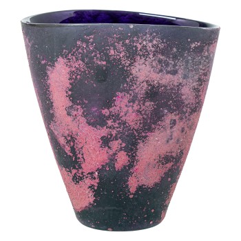 Vase En Verre Opaque Gris/rose 24x14x24cm