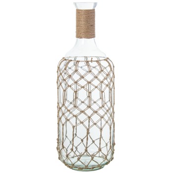 Jarrón Botella Cristal 54cm C/cuerda Ø19x54cm