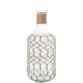 Jarrón Botella Cristal 48cm C/cuerda Ø19x48cm