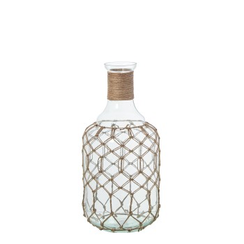 Jarrón Botella Cristal 38cm C/cuerda Ø19x38cm