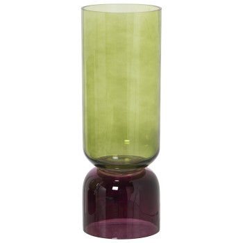 Jarrón Cristal Verde/violeta Ø13x35cm