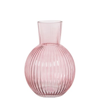 Vaso In Vetro - Rosa- Ø19x29cm,boca:ø10cm,base:ø10c