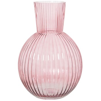 Vaso In Vetro Rosa Ø24x36cm, Bocca:ø12cm Base:ø12cm