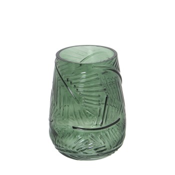 Vase En Verre - Vert- Ø13x18cm,boca:ø10cm-base:ø7cm