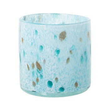Bougeoirs En Verre Bleu Clair Marbré Ø10x10cm