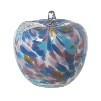 Figura Manzana Cristal Blanco/azul Ø13x13cm