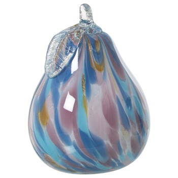 Figura Pera Cristal Blanco/azul Ø11x17cm