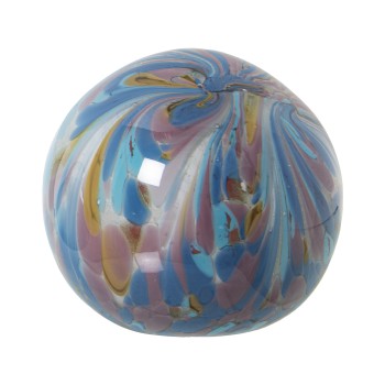 Boule En Verre Blanc Et Bleu- Ø10cm