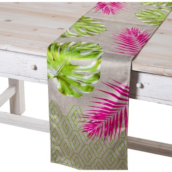 Camino De Mesa Terciopelo 180x30cm Selva Flúor Venecia 180x30cm, 100% Poliéster