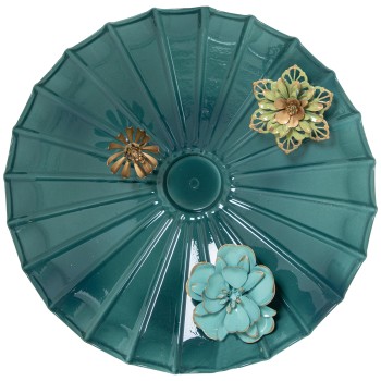 Blue Metal-flowers Wall Decoration Ø35,5x7,5cm