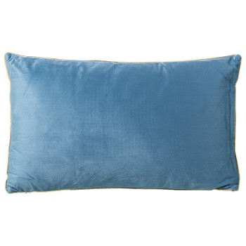 Cojín Terciopelo Azul 30x50cmc/cremallera 30x50cm, Con Ribete Dorado