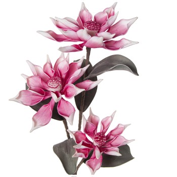 Branches Avec 3 Fleurs Fuchsias 103cm - Caoutchouc Eva Et Papier _103cm