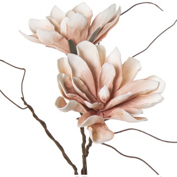 Branches Avec 2 Fleurs Roses 95cm - Caoutchouc Eva Et Papier _95cm