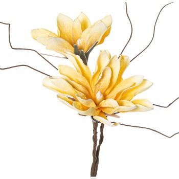 Branches With 2 Yellow Flowers - 95cm - Eva Rubber + Paper _95cm