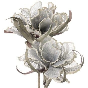 Flor Artificial 99 Cm Plata,poliester+eva+papel Ø21,ø18x100cm