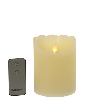 Bougie De Cire Led De Couleur Ivoire Con Telecomando_ø10x12,5cm, Piles:2xaa Non Incluses