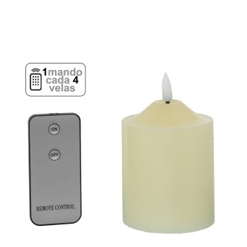 Vela Led Cera Marfil 1 Mando Para Cada 4 Velas Ø7,5x10cm Pilas:2xaa No Inclu
