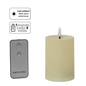 Bougie De Cire Led De Couleur Ivoire (1 Contrôle Pour 4 Bougies)_ø7x10cm Piles:2xaa Non Incluses