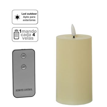 Bougie De Cire Led De Couleur Ivoire (1 Contrôle Pour 4 Bougies)_ø7x12,5cm Piles:2xaa Non Incluses