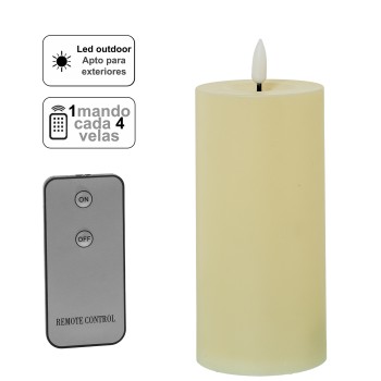 Bougie De Cire Led De Couleur Ivoire (1 Contrôle Pour 4 Bougies)_ø7x15cm Piles:2xaa Non Incluses