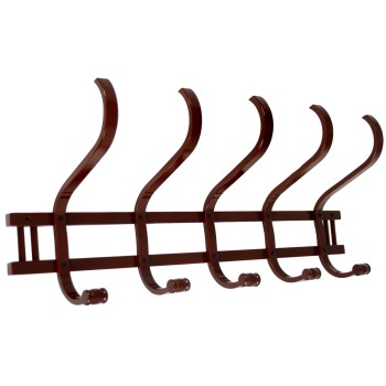 Perchero Pared Madera 5 Brazos Color Nogal 72x21x30cm,madera:abedul/álam
