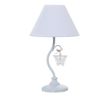 Lámpara Sobremesa Metal Blanco C/colgate Mariposa Madera Ø20x34cm, 1xe14 Max40w No Inc