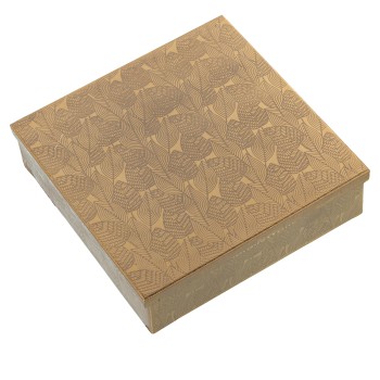 Caja Madera/metal Dorado 19x19x6cm