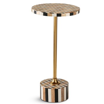 Mesa Auxiliar Madera Base Metal Dorado Ø25x50cm