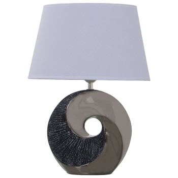 Grey And Silver Ceramic Table Lamp + 92231 - 1xe27,max.40w Not Included- 32x20x44cm,base:22x9,5x27cm