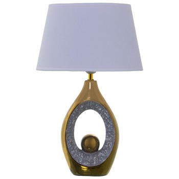 Lampe De Table En Céramique - Doré + 92231, 1xe27, Max.40w Non Incluse- 31,5x20x50cm, Base:17x10x34cm