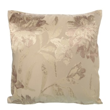 Coussin Déhoussable En Polyester Fleurs - Crème - 45x45cm- 45x45cm