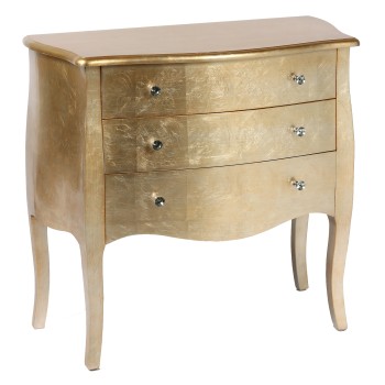 Cómoda Madera 3 Cajones Champagne 85x40x80cm, Abeto+dm