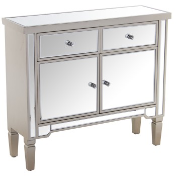 Mueble Entrada Madera/espejo C/2 Puertas+2 Cajones 90x30x80cm
