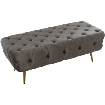 Panca Piedi Letto In Legno, Metallo E Tessuto - Grigio- 120x50x45cm (dm/hierro/polies