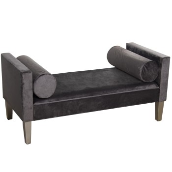 Banqueta Pie De Cama Madera/tela Gris Poliéster 113x53x52cm, Alt.asiento:33cm