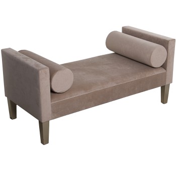 Banqueta Pie De Cama Madera/tela Crema Poliéster 113x53x52cm, Alt.asiento:33cm