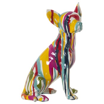 Figura Perro Resina Multicolor Chorros De Pintura 15x13x26cm