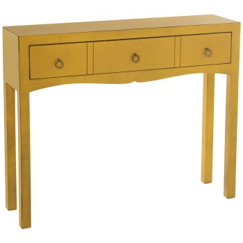 Mesa Entrada Madera C/1 Cajón Amarilla 94x24x78cm