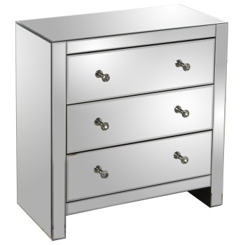 Glass Mirror And Wooden Chest Of 3 Drawers- 70x35x75cm